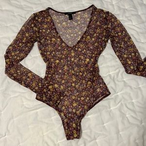 Sheer floral bodysuit